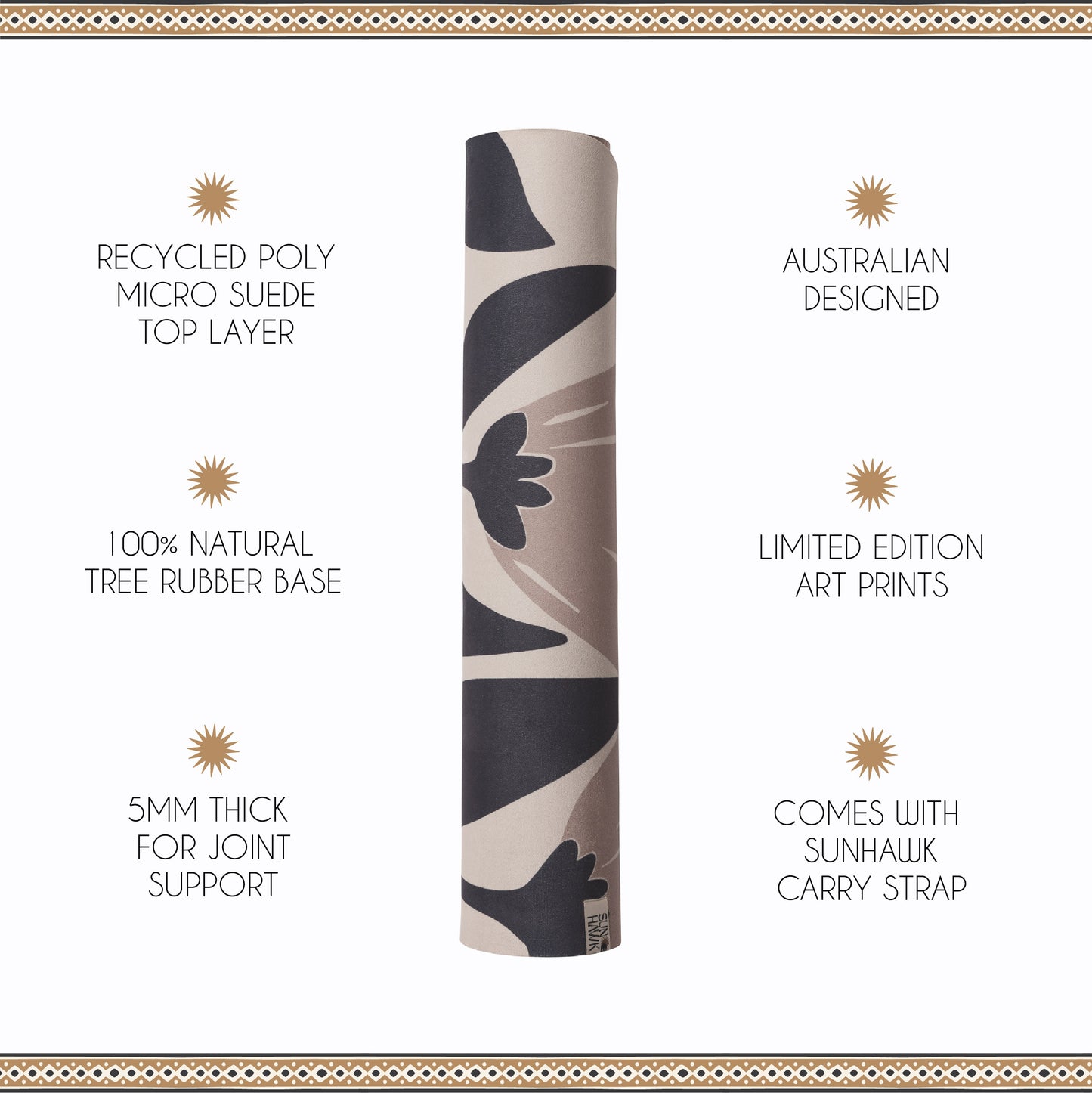 SunHawk Rituals bloom yoga mat features