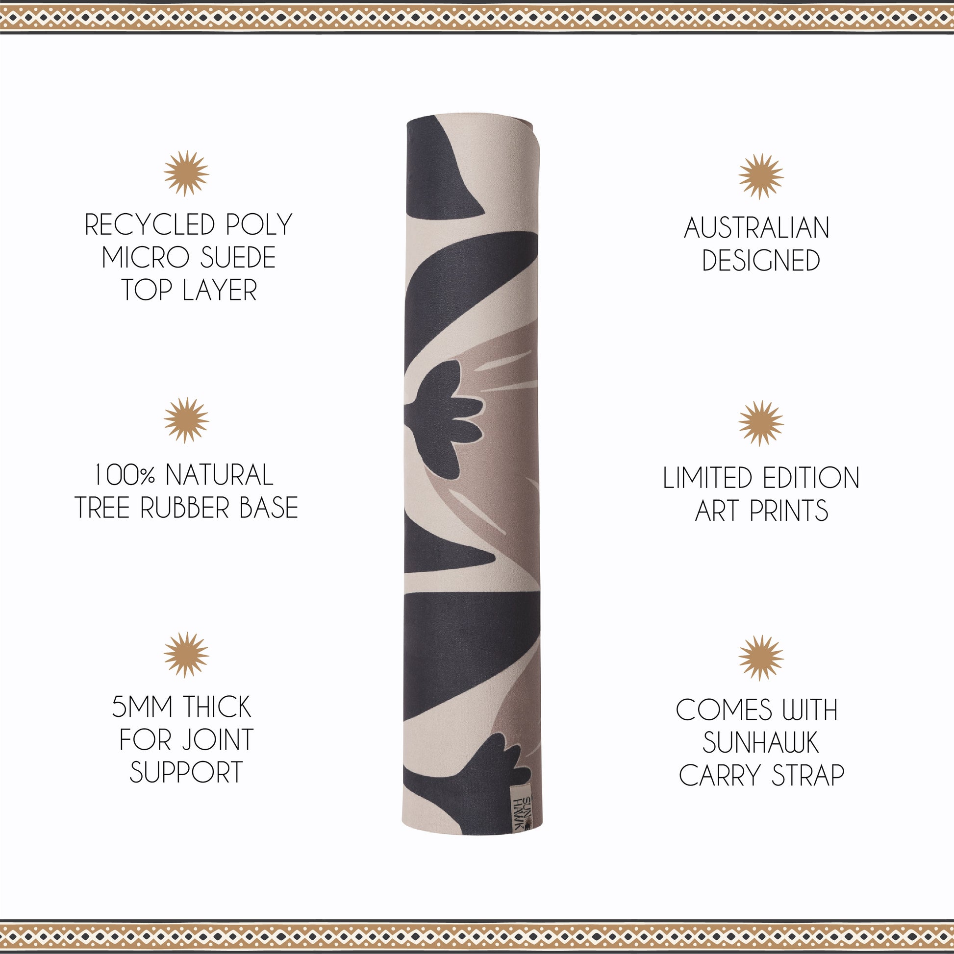 SunHawk Rituals bloom yoga mat features
