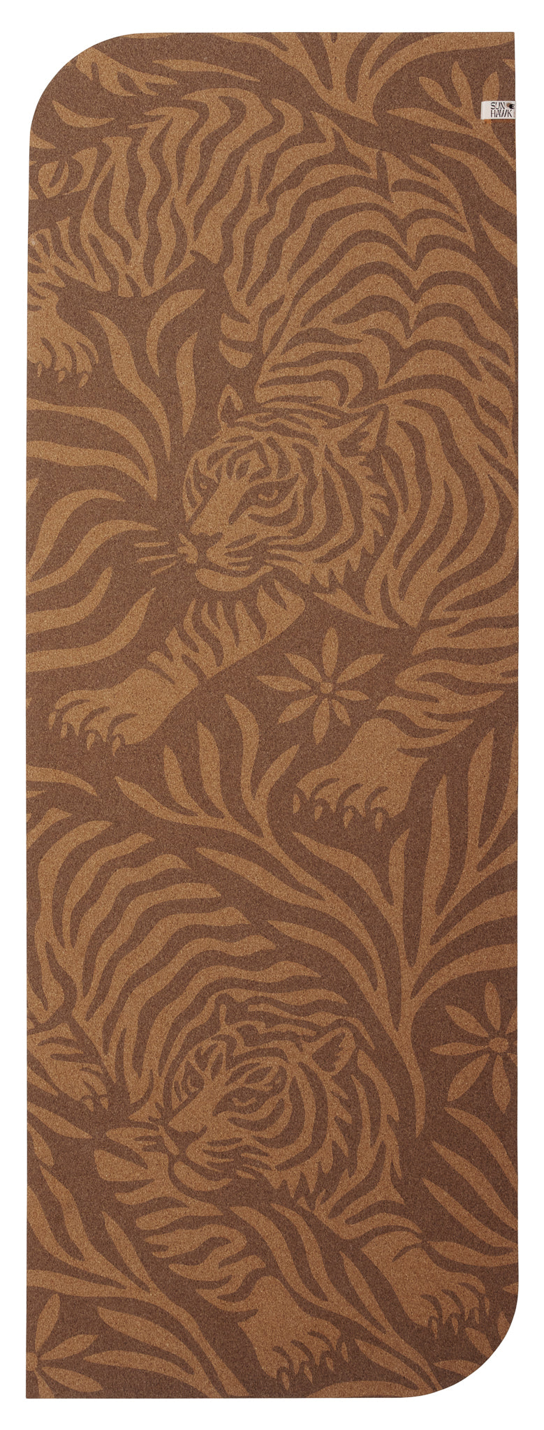 Cork Yoga mat with tiger pattern in natural colours